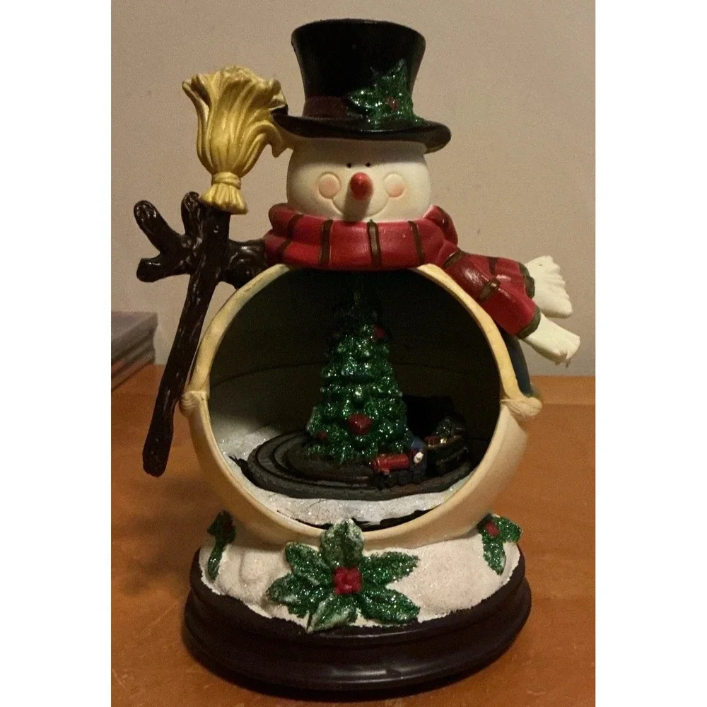 A Lightahead Musical Snowman with a Moving Train and LED lights, Works, No Light